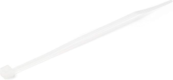 StarTech 4"(10cm) Cable Ties, 94V-2/UL Listed, White, TAA (CBMZT4NK) | 1/16"(2mm) wide, 7/8"(22mm) Bundle Diameter, 1000 Pack, 18lb(8kg) Tensile Strength, Nylon Self Locking Zip, Curved Tip