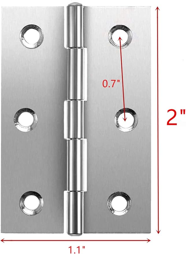 XMHF 2 Inch Butt Hinges for Cupboard Cabinet Home Furniture Hardware Door Folding Butt Hinge Silver Tone 12PCS