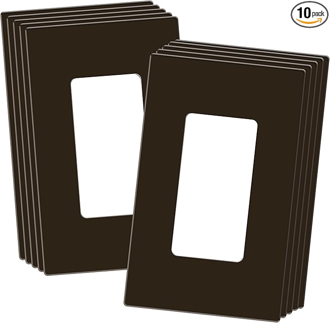 ENERLITES Screwless Decorator Wall Plate Child Safe Outlet Cover, Size 1-Gang 4.68" H x 2.93" L, Unbreakable Polycarbonate Thermoplastic, SI8831-BR-10PCS, Glossy, Brown (10 Pack)