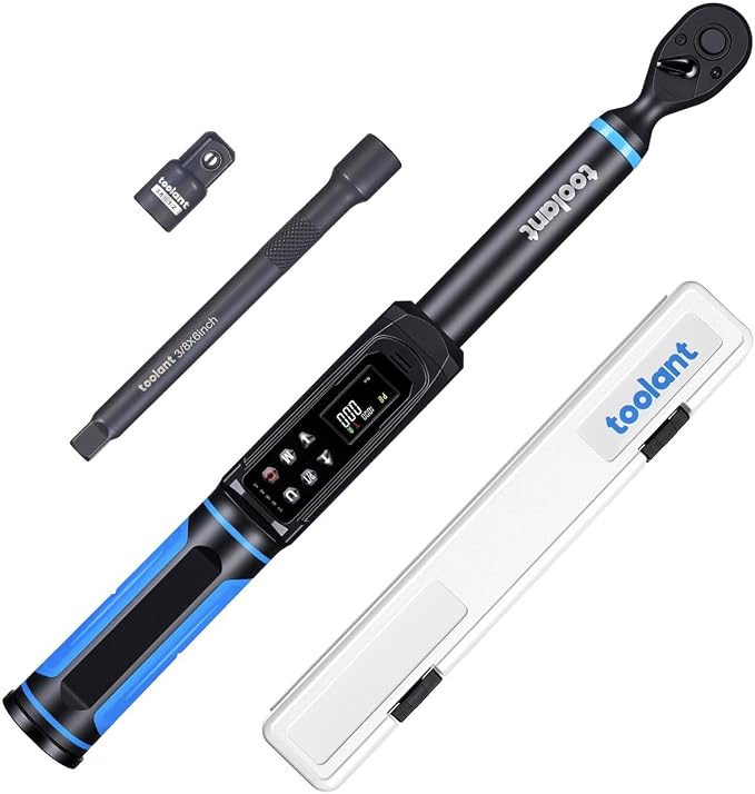 toolant 3/8" Digital Torque Wrench 1.5-100 ft-lb (2-135 N·m), ±2% Accuracy with Sound/Light/Vibration Alerts, 9 Presets & 500 Memory for Car Motorcycle Bike Repair