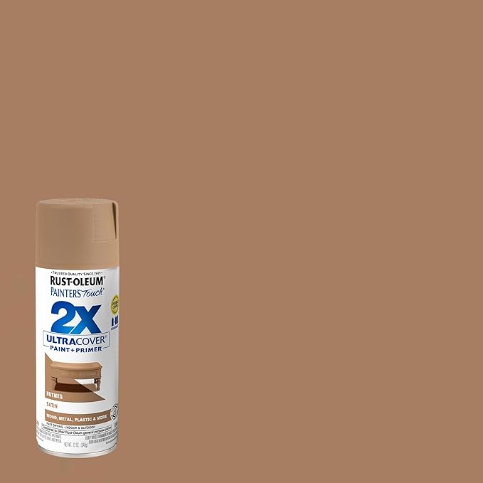Rust-Oleum 334076-2PK Painter's Touch 2X Ultra Cover Spray Paint, 12 oz, Satin Nutmeg, 2 Pack