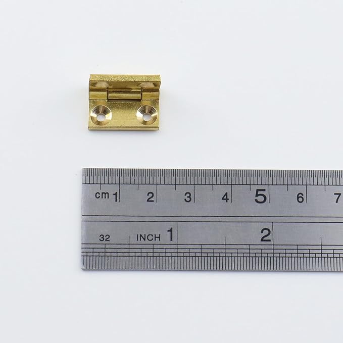 6Pcs Mini Solid Brass Cabinet Drawer Hinges, 90 Degree Small Butt Hinges Connectors for Jewelry Gift Box Wooden Case Delicate Boxes Doll House Model Making Folding Pages (1 Inch)