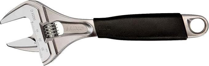 Bahco BAH9031RCUS 8" SAE Big Mouth Adjustable Wrench with Handle, Wide Jaw, Slim Head, and True Ergo Grip for Tight Spaces, Ideal for Maintenance, Plumbing, and Electrical Repair Tasks | Plumbing, Electrical And Maintenance Tool, Quality Steel Construc...