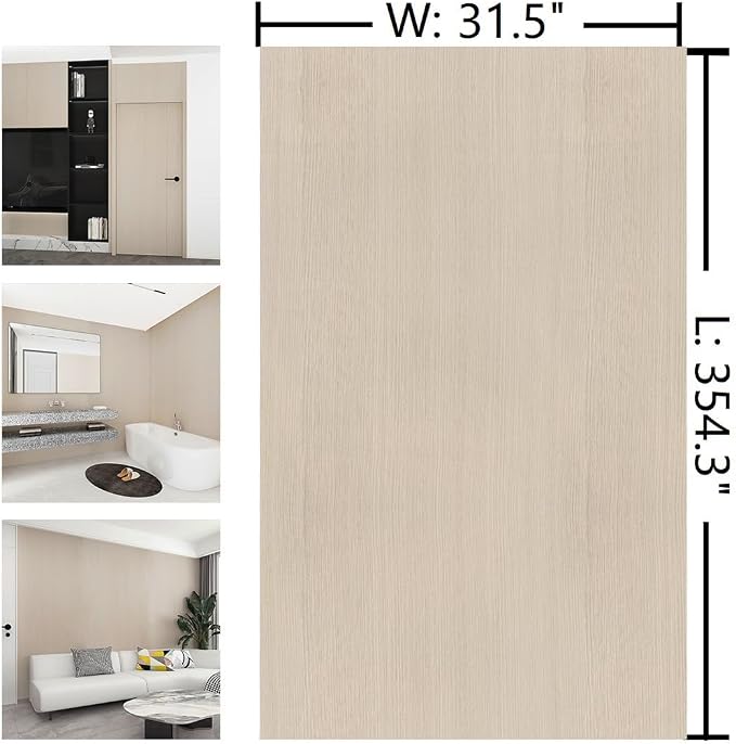 31"x354" Beige Wood Wallpaper Peel and Stick Modern Faux Wood Contact Paper | Boobest Waterproof Self Adhesive Wood Grain Contact paper for Bathroom Bedroom Living Room Kitchen Temporary Wallpaper