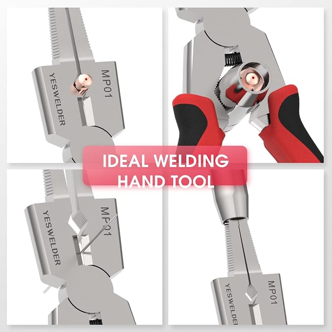 YESWELDER 8" MIG Welding Pliers with Rentention Chain, Anti-Rust and Durable High-Carbon Steel, All-In-One Multifunctional MIG Pliers for Professional Welding
