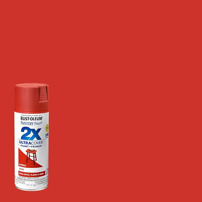 Rust-Oleum 249068 Painter's Touch 2X Ultra Cover Spray Paint, 12 oz, Satin Paprika (Pack of 4)