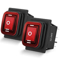 Nilight 6Pin On Off On Rocker Switch 2PCS Red LED Lighted IP67 Waterproof DPDT 3 Position Latching 20A 12VDC 125VAC Motor Toggle for Car Boat Automotive Vehicles