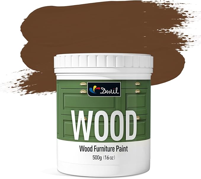 DWIL Matte Finish Furniture Paint - 16 Oz Wood Paint for Cabinets, Doors, Tables, and Dressers Refinishing - Water-Based, Non-Toxic & Odorless, Easy to Apply(Cassiterite Brown)-Without Tools