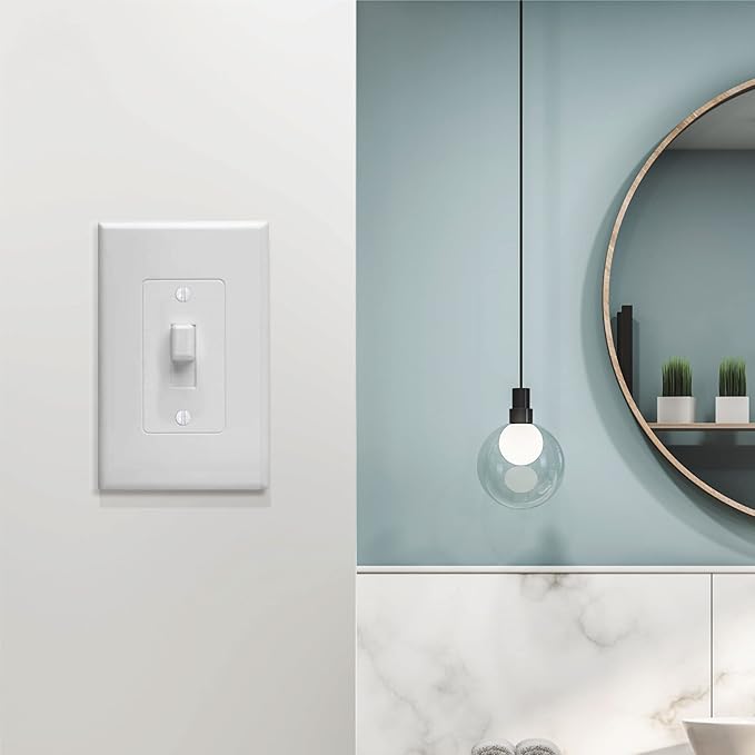 TayMac MW2570W Masque 1-Gang Decorator Style Toggle Switch Cover-Up Wall Plate, 5-Pack, White