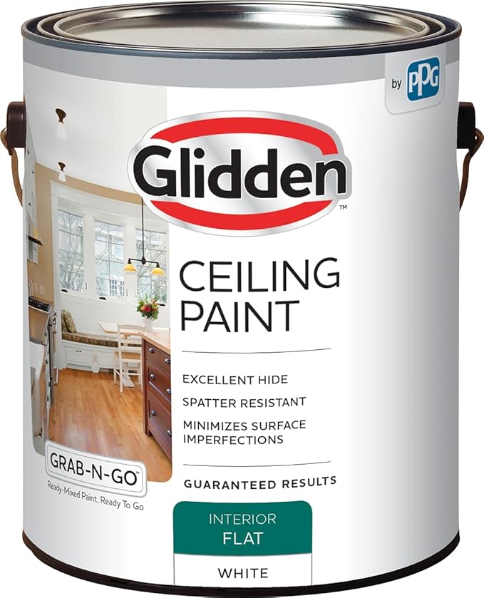 Glidden Interior Latex Ceiling Paint, White, Flat,1 gal