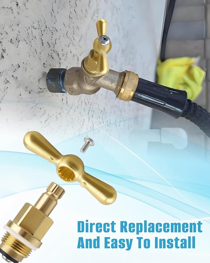 PK1100 Brass Globe Valve Stem and Bonnet Kit with Handle Fit for Arrowhead Hose Bibs, Boiler Drains, Sill Faucets