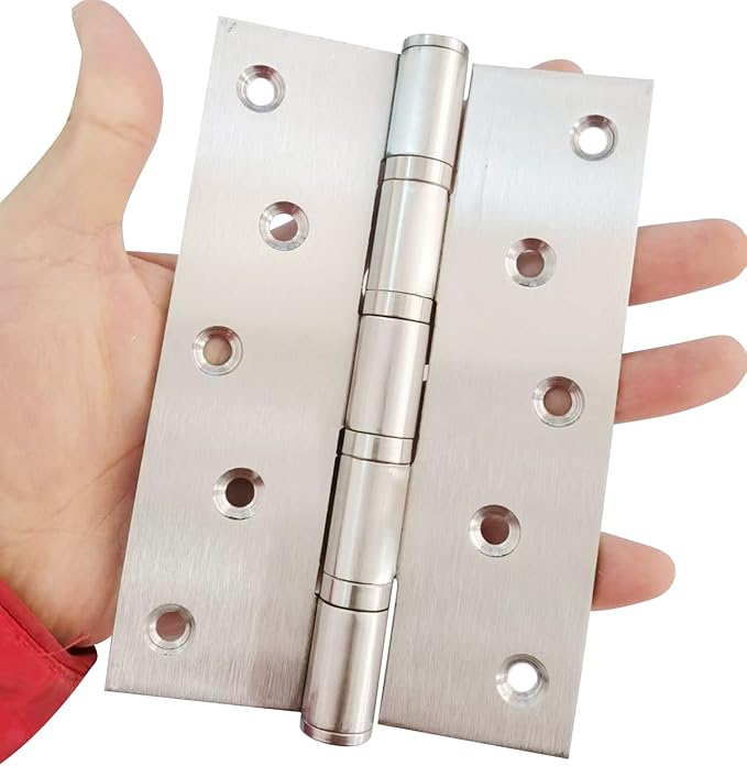 2 Pcs 5" Stainless Steel Ball Bearing Door Hinges with Square Corner for Heavy Duty Wood Door,Silver 1/8 Inch Thickness