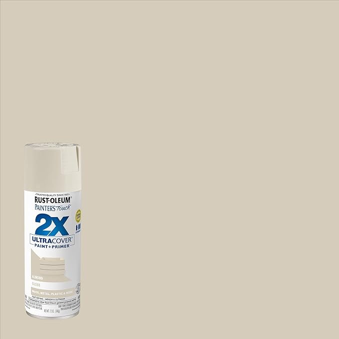 Rust-Oleum 334023-2PK Painter's Touch 2X Ultra Cover Spray Paint, 12 oz, Gloss Almond, 2 Pack