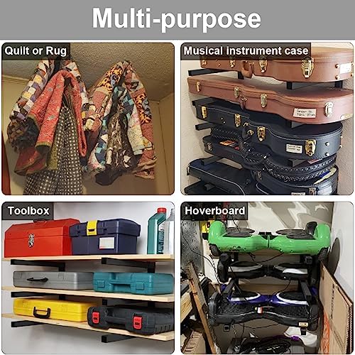 Lumber Storage Metal Rack, 3-Level Wall-Mounted Organizer and Wood Rack, Indoor & Outdoor Storage Solution for Workshop or Garage - 1 Pack