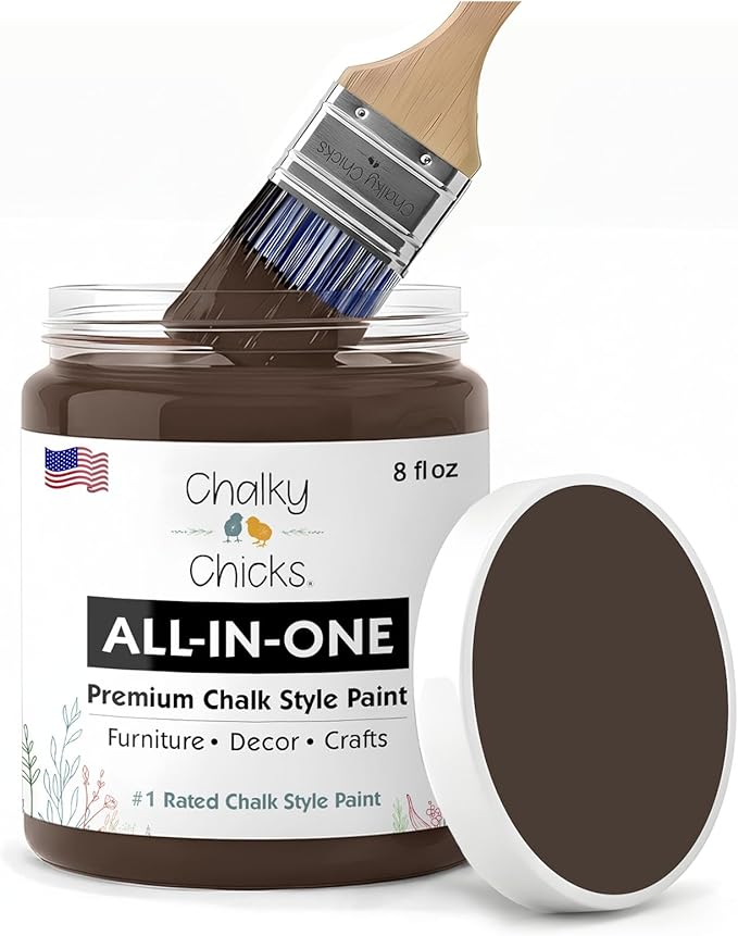 Chalky Chicks 8 Fl Oz Matte Alaskan Brown Bear (Brown) Chalk Paint for Furniture Without Sanding - No Prep Furniture Paint No Sanding All in One for Crafts, Walls, Cabinet, Metal, Dresser, Farmhouse