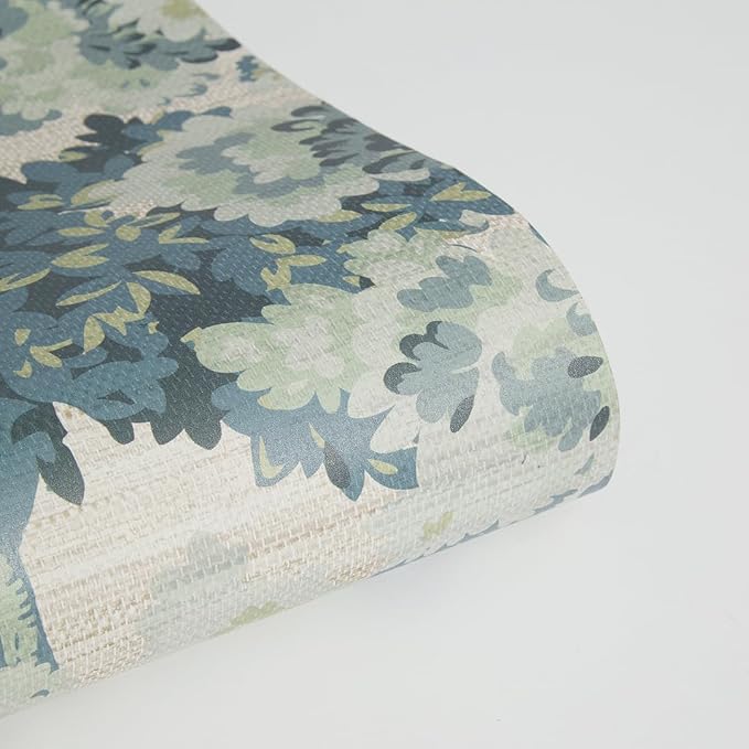 Tempaper Textured Green Canopy Toile Faux Grasscloth Removable Peel and Stick Wallpaper, 20.5 in X 16.5 ft, Made in The USA