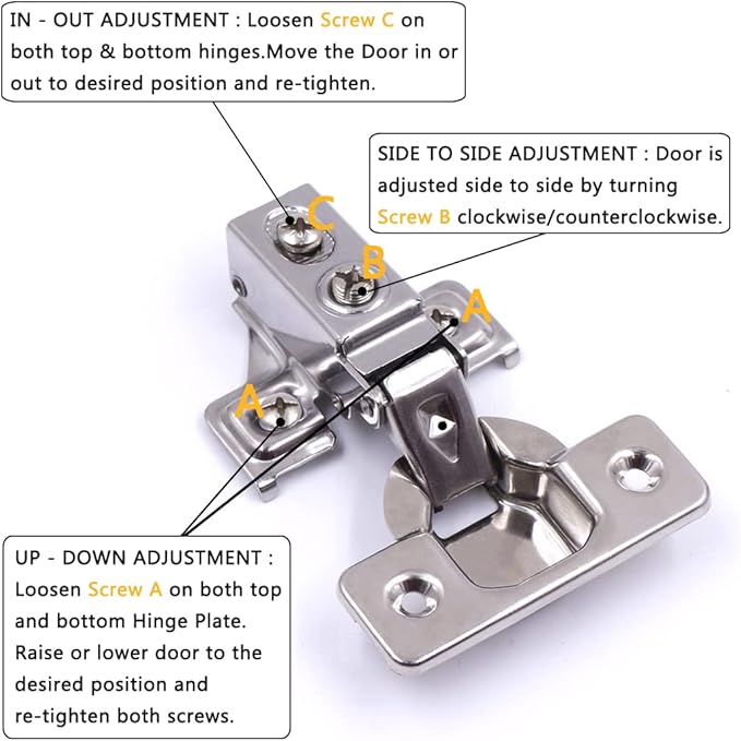60 Pack Soft Close Cabinet Door Hinges for 1/2" Partial Overlay Cupboard, 100 Degree Opening Angel, Stainless Concealed Kitchen Cabinet Hinges with Mounting Screws and Manual