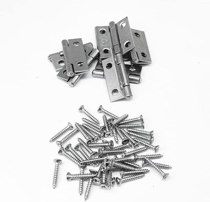 10pcs 304 Stainless Steel 3/4-inch Folding Butt Hinges Mini Hinges Small Box Hinges for Case Wooden Jewelry Box Lid (19mm x 15mm x 0.6mm)
