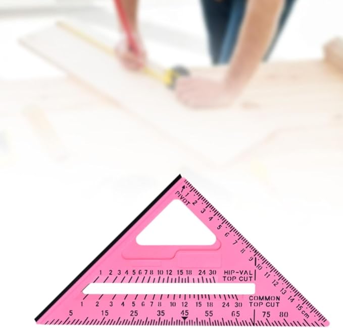 Generic Carpentry Triangle Ruler Protractor Carpenters Tool Woodwork Measuring Right Angle Ruler for Machinist Remodeling Projects, Pink