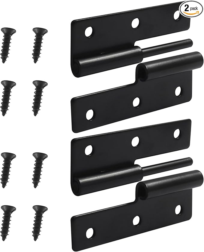 2 Pack 2.5 Inch Black Lift Off Hinge Heavy Duty H-Shaped Hinge Repair Hardware Butt Hinges Left Handed Slip Joint Flag Hinges for Indoor DIY Projects