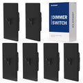 ELEGRP Digital Dimmer Switch for LED/CFL, Toggle Dimmer Switch with Decorative Frameless Design Wallplate, Single Pole/3-Way, UL Listed, 6 Pack, Black