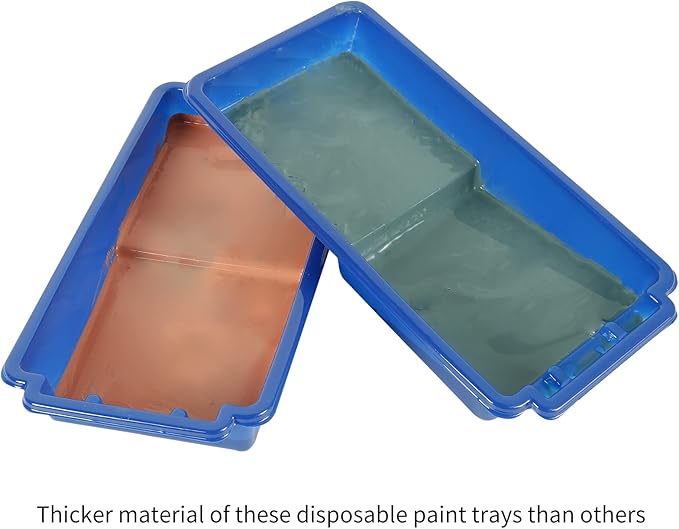 Mister Rui Paint Roller Tray, 4 inch Paint Tray with Liners, 12 Pack, Small Paint Trays, Thickened Plastic Tray Liners with Roller Frame