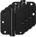 Luxbaro 4 Pack Self Closing Door Hinges 3.5 Inch, Matte Black Spring Loaded Hinges with 5/8'' Radius Corners, Adjustable Tension for Garage, Front Door, for Left and Right Hand Door, UL Listed