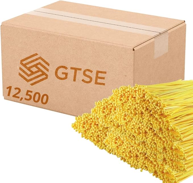 GTSE 12 Inch Yellow Zip Ties, 12,500 Ties Bulk Contractors Pack, 40lb Strength, UV Resistant Strong Nylon Cable Ties, Self-Locking 12" Tie Wraps, Full Carton