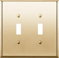 ENERLITES Dual Toggle Light Switch Metal Wall Plate, Stainless Steel Switch Cover, Corrosion Resistant, Mid-Size 2-Gang 4.88" x 4.92", Stainless Steel 201, 7712M-PB, Polished Brass (Pack of 1)