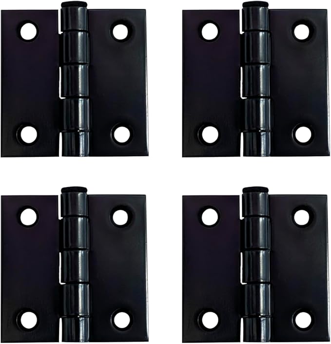 QCAA Square Door Butt Hinge, Heavy Gauge, Swaged, Loose Pin, 2"x2"x2.0mm, Black, Made in Taiwan, 4 Pack
