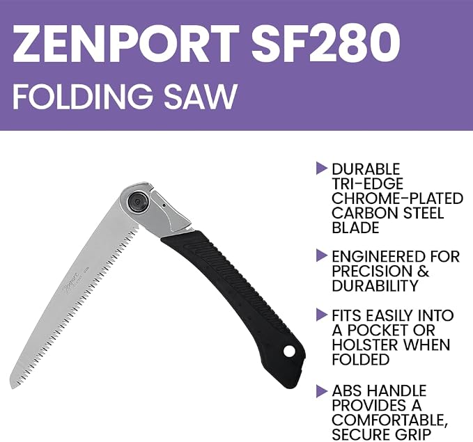 Zenport SF280 Tri-Edge Blade Folding Saw with Steel Handle, 10.5-Inch
