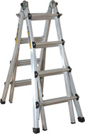 Metaltech E-MTL7100AL Jobsite Series 18-ft.-Reach Aluminum Telescoping Multi-Position Step Ladder for Home Improvement and Construction, Multipurpose Extension Ladder, Step Ladder, Scaffolding Support