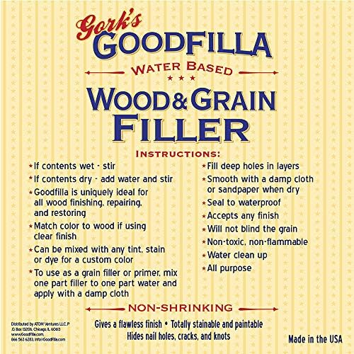 Goodfilla Walnut, 1 Quart (3.7lbs) Wood and Grain Filler, Stainable, Sandable, Zero Waste, Non-Toxic, USA Made