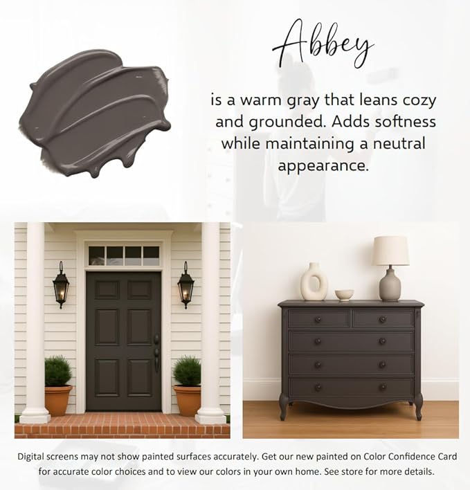 ALL-IN-ONE Paint by Heirloom Traditions, Abbey (Warm Gray), Gallon - Durable cabinet and furniture paint. Built in primer and top coat, no sanding needed. Includes our 30 featured color card.