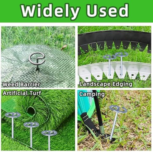 8 Inch Circle Top Landscape Staples, 200Pcs 8 Gauge Galvanized Steel Heavy Duty Gardn Stakes for Outdoor Gardening Weed Barrier Sod Fabric