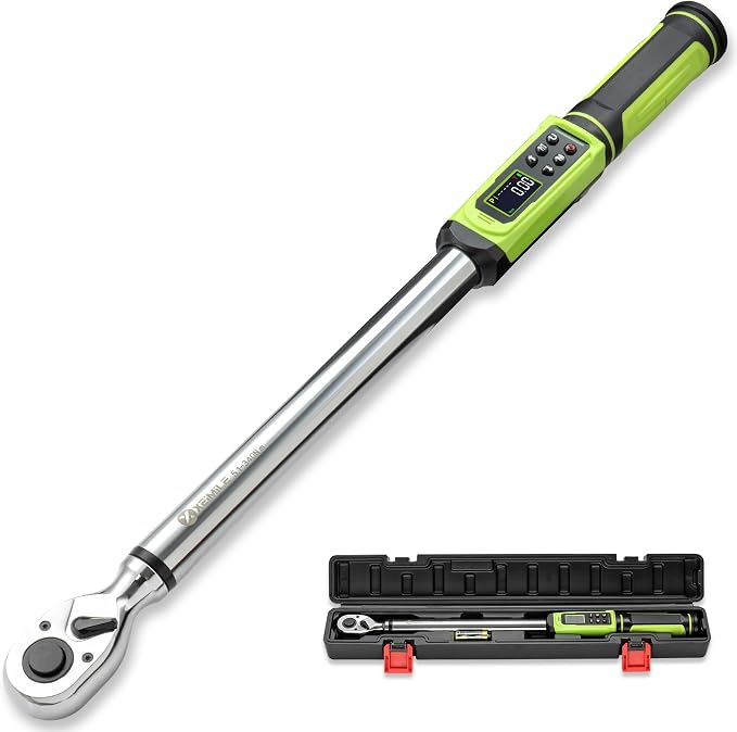 Digital Torque Wrench 1/2"Drive-3.8-250.8Ft.Lbn for Car Truck Wheel | Electric Torque Wrench(5.1-340N.m), Vibration Buzzer LED Indicator,±2% Acc. 5 Units for Auto Repair, DIYers RV Owners Farmers