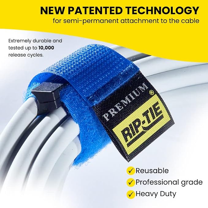 RIP-TIE 1 x 14.5 Rip-Lock CableWrap Cable Tie Perfect for Heavy Duty Cables 10 Pack Grey