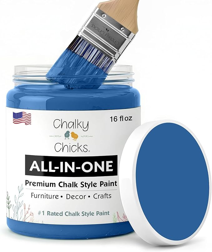 Chalky Chicks 16 Fl Oz Matte Spray Paint Ready - Denim Chalk Paint for Furniture Without Sanding - No Prep Furniture Paint No Sanding All in One for Crafts, Walls, Cabinet, Metal, Dresser, Farmhouse