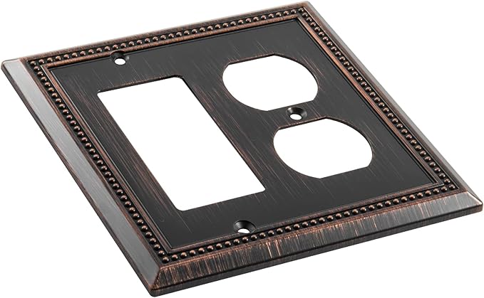 Henne Bery Sunken Pearls Heavy Duty Decorative Wall Plate Switch Plate Outlet Cover (Decorator/Duplex, Aged Bronze)