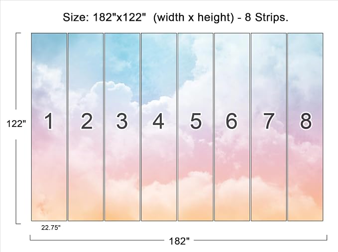 Cliouar-Wall Mural Wallpaper 3D Wallpaper Decorative Powder Cloud Bedroom Living Room Decor 182" x 122" (Not Peel and Stick)