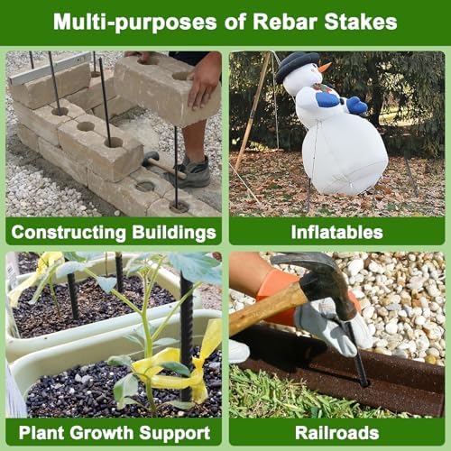 AAGUT Straight Rebar Stakes 16 Inch 3/8 Inch Thickness Concrete Form Stakes