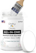 Chalky Chicks 32 Fl Oz Matte Powdered Snow (Pure White) Chalk Paint for Furniture Without Sanding - No Prep Furniture Paint No Sanding All in One for Crafts, Walls, Cabinet, Metal, Dresser, Farmhouse