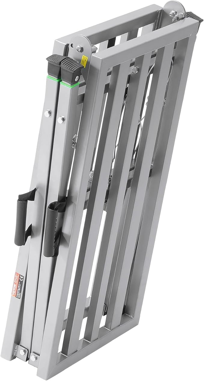 VEVOR Work Platform, 63"x 15" Portable Scaffolding Platform, Folding Steel Step Ladder Adjustable Height 31.5”-50.1”, 800 lbs Load Capacity, Non-Slip Drywall Painting Stool for Cleaning &Washing