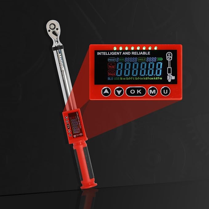 Hairich 3/8 torque wrench digital, Electric Torque Wrench 5-100FT-LB | 6.75-135N.M, Torque Range Accurate to ±2%, with Buzzer and LED Flash Notification for Car/Motorcycle/Auto Repair