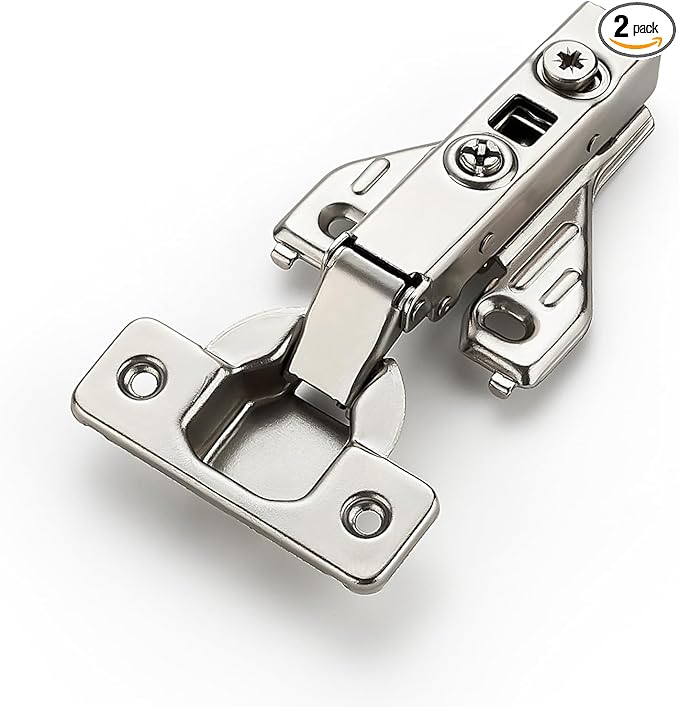 JOY DECOR Full Overlay 2 Packs (1 Pair) Concealed Kitchen Cabinet Hinges 105 Degree Soft Close Adjustable Cabinet Door Hinges for Face Frame Cabinet