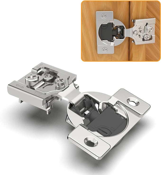 Chibery 2 Pack 1/2" Overlay 4D Soft Close Concealed Hinges for Face Frame Door, Adjustable Closing Speed, Smooth Slow Self Close Hinges, Satin Nickel, 105° Open Angle Stainless Steel Cabinet Hinges