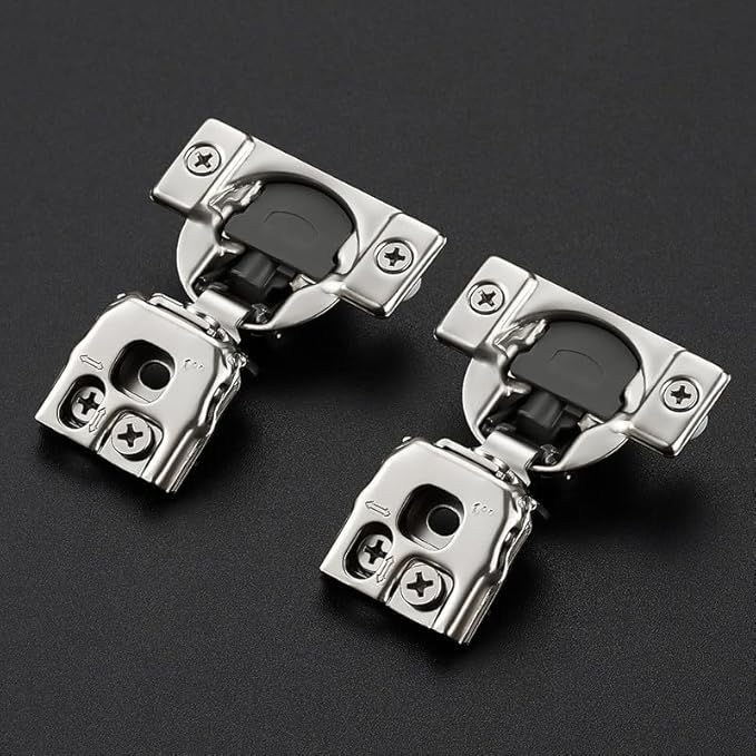Ravinte 2 Pack 1 Pair 1 inch Overlay Soft Close Kitchen Cabinet Hinges Stainless Steel Adjustable Kitchen Hinges Satin Nickel Cabinet Hardware