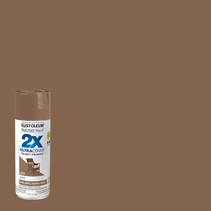 Rust-Oleum 383203-6PK Painter's Touch 2X Ultra Cover Spray Paint, 12 oz, Gloss Latte, 6 Pack