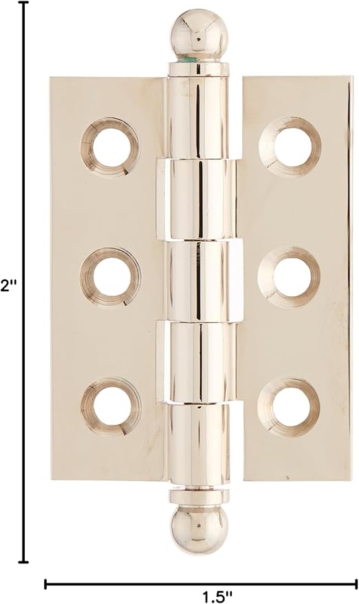 Deltana CH2015U14 Solid Brass 2-Inch x 1-1/2-Inch Cabinet Hinge with Ball Tips
