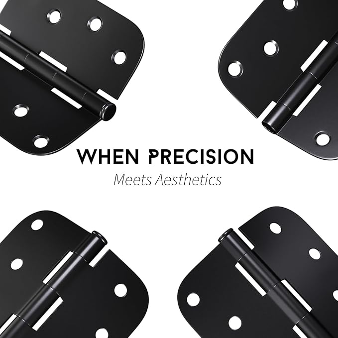 goldenwarm Door Hinges Heavy Duty Iron Door Hinges Interior and Exterior Door Hinge 6Pack Matte Black 4 Inch with 5/8" Radius Corners